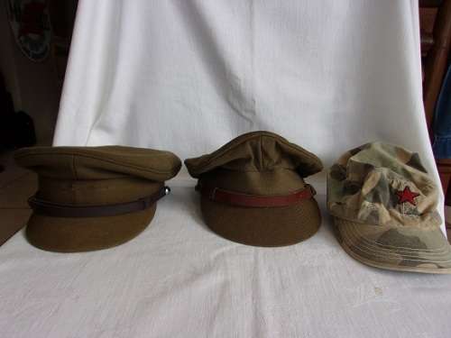2 Vintage SAPHI SADF officers peaked caps and a camoflague cap for 1 bid
