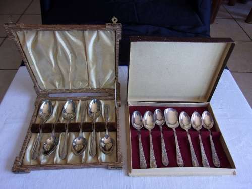 2 Vintage boxed sets of silver plated teaspoons for 1 bid