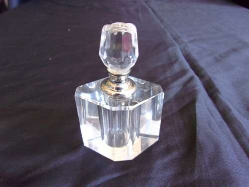 Vintage faceted glass scent bottle