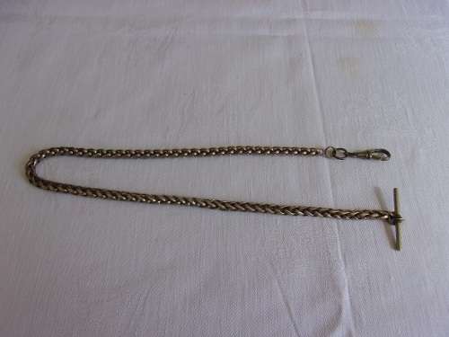 Antique silver plated pocket watch fob snake chain