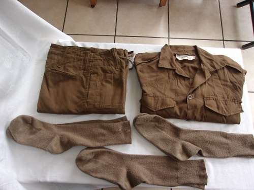 Vintage SADF nutria brown shirt, trousers and 3 pairs of socks for 1 bid