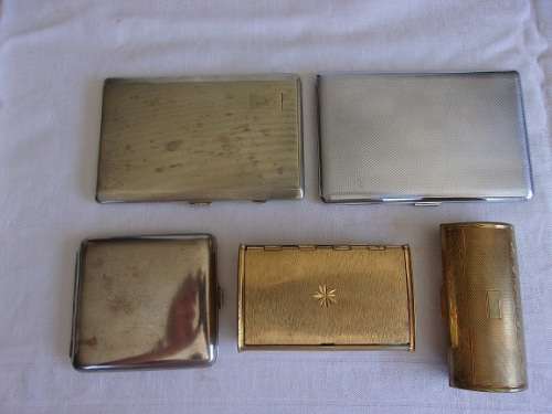 5 Vintage plated cigarette cases for 1 bid