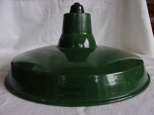 Vintage Maxlume industrial green enamel barn light