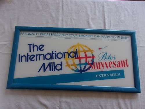 Vintage framed Peter Stuyvesant Extra Mild advertising sign