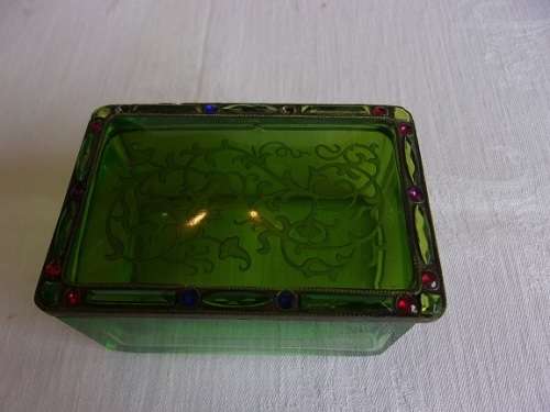 2 Lovely coloured glass trinket bowls for your dressing table