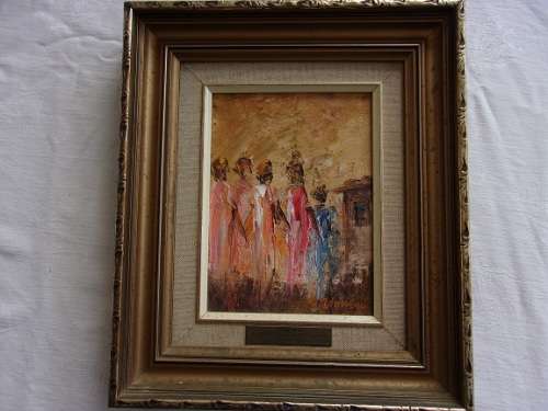 Framed small original oil on board by Gideon Rousseau