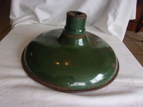 Vintage distressed industrial green enamel barn pendant light shade