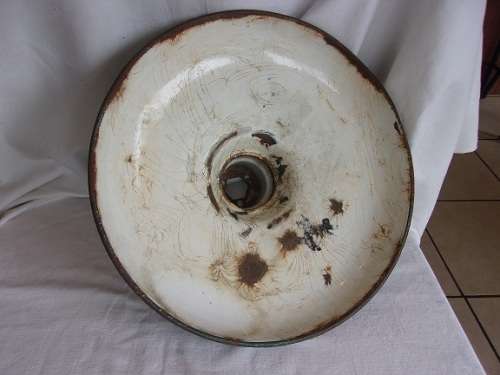 Vintage distressed industrial green enamel barn pendant light shade