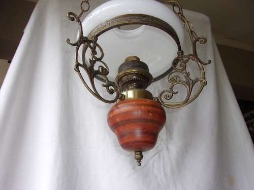 Lovely vintage 1 light chandelier/ hanging light with milk glass shade