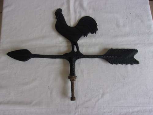 Vintage rooster cast metal weather vane