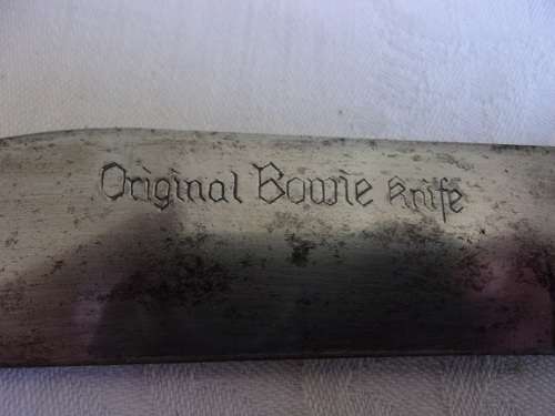 Vintage stag horn handled Original Bowie knife in leather sheath