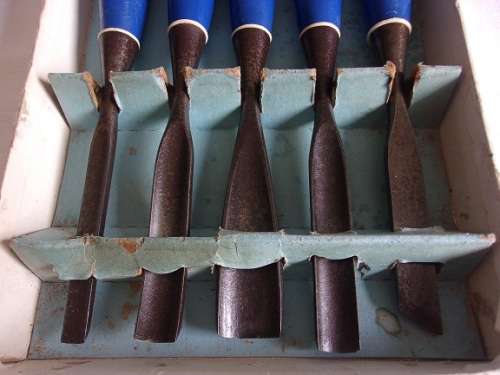 Vintage set of Marples "Blue Chip" carving chisels - made in Sheffield England