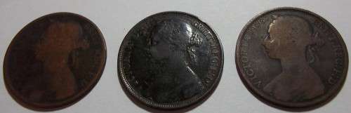5 Consecutive Victoria (Bun head) British Penny coins - bid per coin to take all