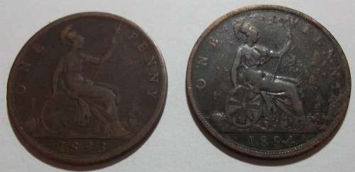 5 Consecutive Victoria (Bun head) British Penny coins - bid per coin to take all