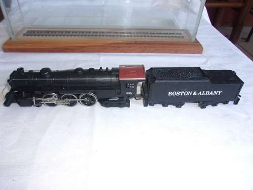Vintage Mantua Boston & Albany model locomotive & tender in display case