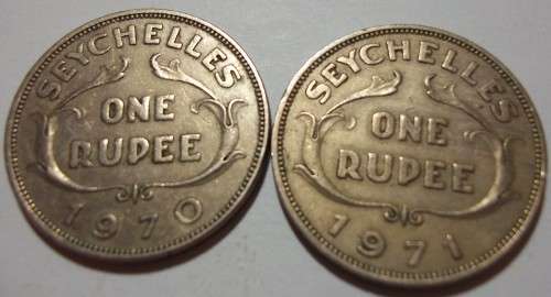 4 Elizabeth 11 Seychelles One Rupee coins - bid per coin to take all