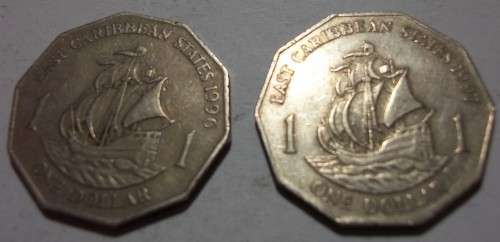 2 Consecutive Elizabeth 11 East Caribbean States one dollar coins - bid per coin to take both