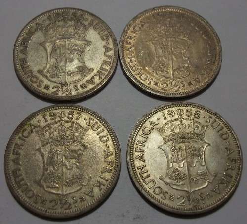 4 x Consecutive SA Elizabeth II silver 2 1/2 Shillings coins - bid per coin to take all