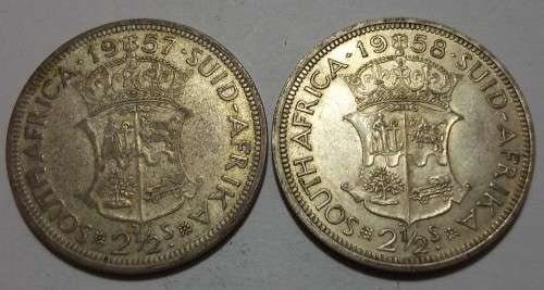 4 x Consecutive SA Elizabeth II silver 2 1/2 Shillings coins - bid per coin to take all
