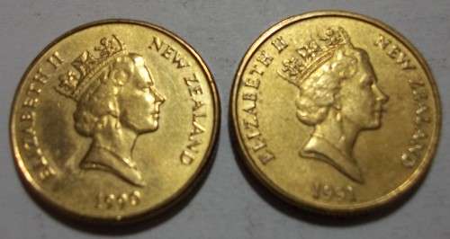 2 Elizabeth 11 New Zealand One Dollar coins - bid per coin to take both