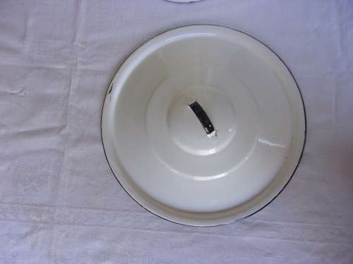 Vintage enamel slop bucket with lid