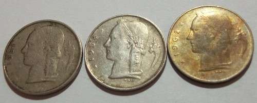 6 x Baudouin I Belgique 1 Franc coins - bid per coin to take all
