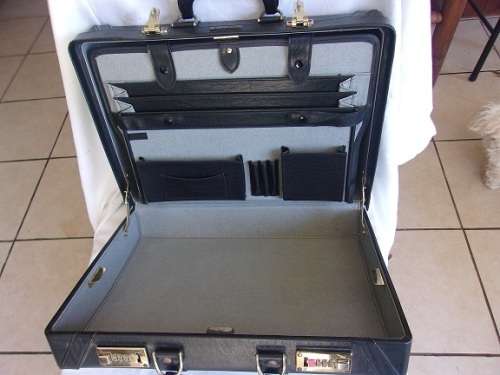 Vintage black leatherette Falcon combination briefcase