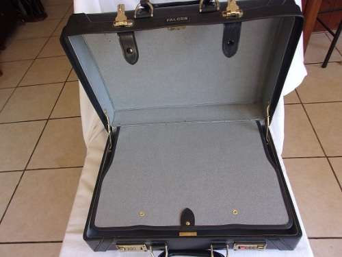 Vintage black leatherette Falcon combination briefcase