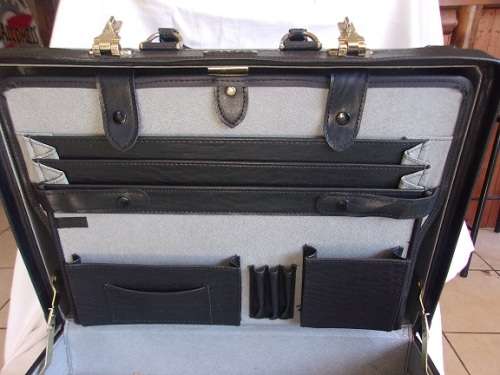 Vintage black leatherette Falcon combination briefcase