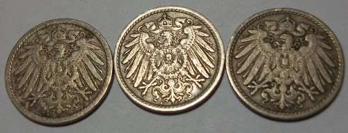 6 x Wilhelm I German 5 Pfennig coins - bid per coin to take all