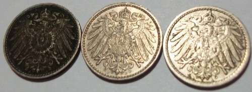 6 x Wilhelm I German 5 Pfennig coins - bid per coin to take all