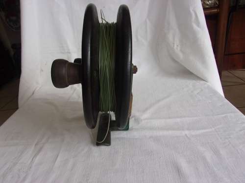 Large vintage wood and brass Scarborough fishing reel
