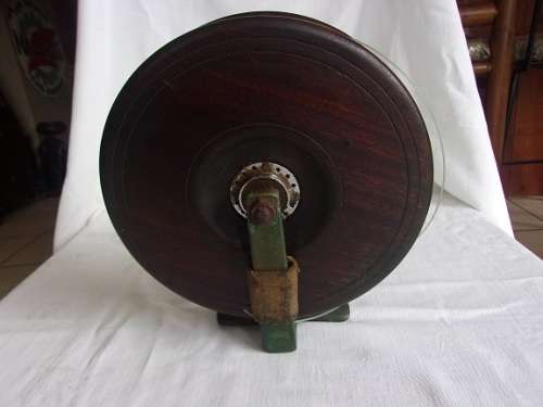 Large vintage wood and brass Scarborough fishing reel