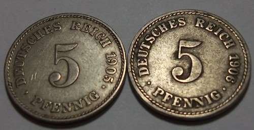 4 Consecutive Wilhelm I German 5 Pfennig coins - bid per coin to take all