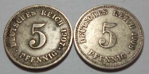 4 Consecutive Wilhelm I German 5 Pfennig coins - bid per coin to take all