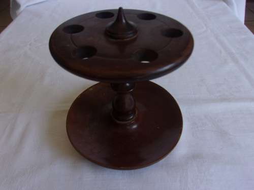 Vintage bakelite tobacco jar and wooden 6 pipe stand for 1 bid