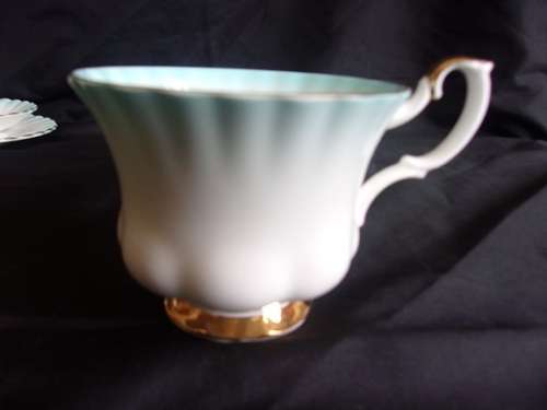 Vintage turquoise Royal Albert "Rainbow" trio - c1955