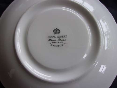 Vintage turquoise Royal Albert "Rainbow" trio - c1955
