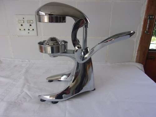 Retro chromed metal mechanical industrial lemon squeezer