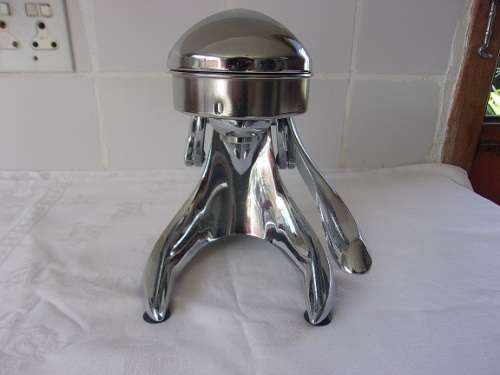 Retro chromed metal mechanical industrial lemon squeezer