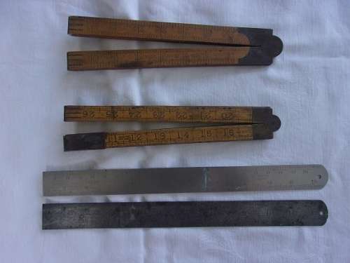 2 Vintage boxwood & brass and 2 steel rulers for 1 bid