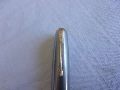 Vintage grey Parker "51" fountain pen with chrome lid & gold plated clip