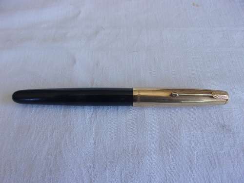 Vintage black Parker "51" fountain pen with 1/10 12ct gold cap - made in England