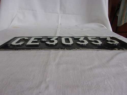 Vintage black/white East London motor vehicle number plate - CE-30353