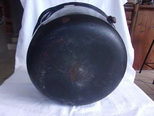 Large vintage enamel jam/ preserve pot with iron handle