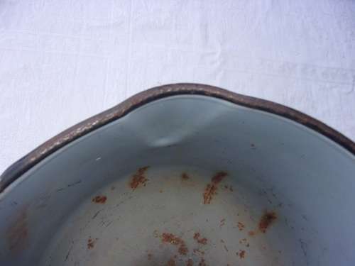 Large vintage enamel jam/ preserve pot with iron handle