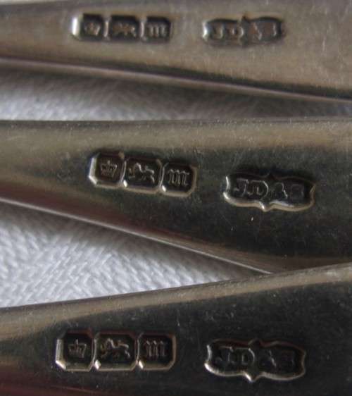 Antique set of 11 Sterling silver teaspoons - 158g