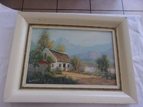 Original framed oil on canvas signed by Reg. A Grattan - "Moms Cottage"
