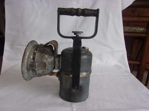 Vintage railways carbide lamp with reflector