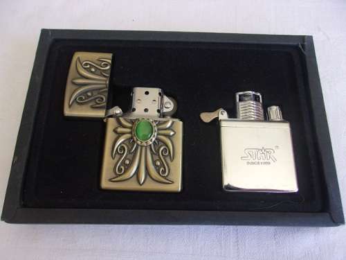 Boxed Star interchangeable fuel & windproof gas lighter set